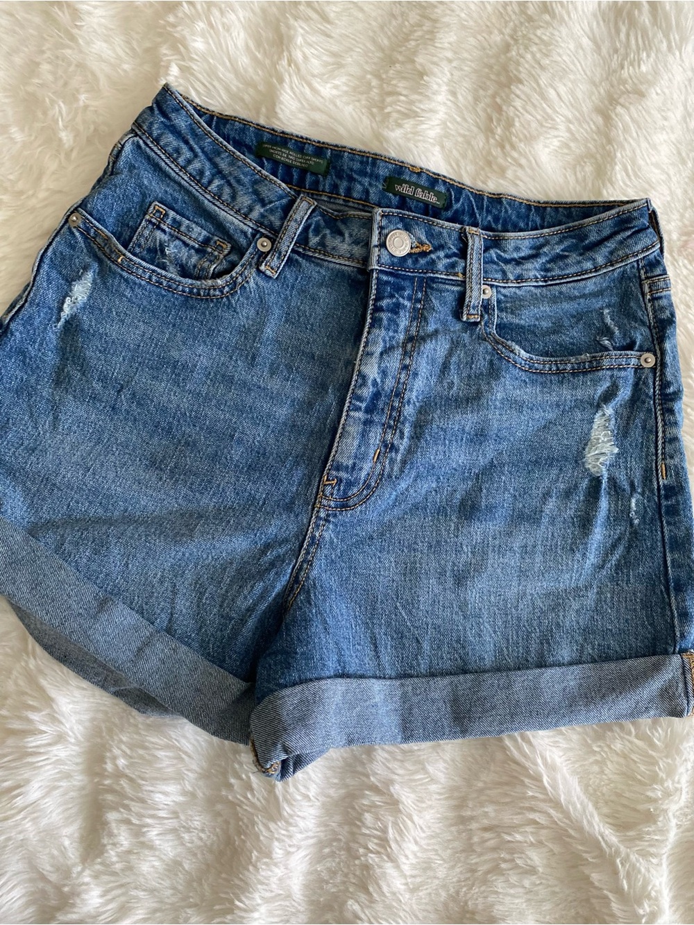 wild fable Medium Blue Rolled-Hem Denim Shorts